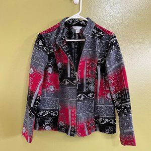 Christopher & Banks Tapestry Zip Front Jacket/Blazer